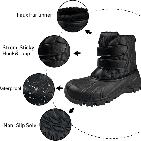 Amoji Boys Snow Boots Kid Warm Winter Boots Cold Weather Shoes.  Size 32/ Size 1 - Picture 2 of 7